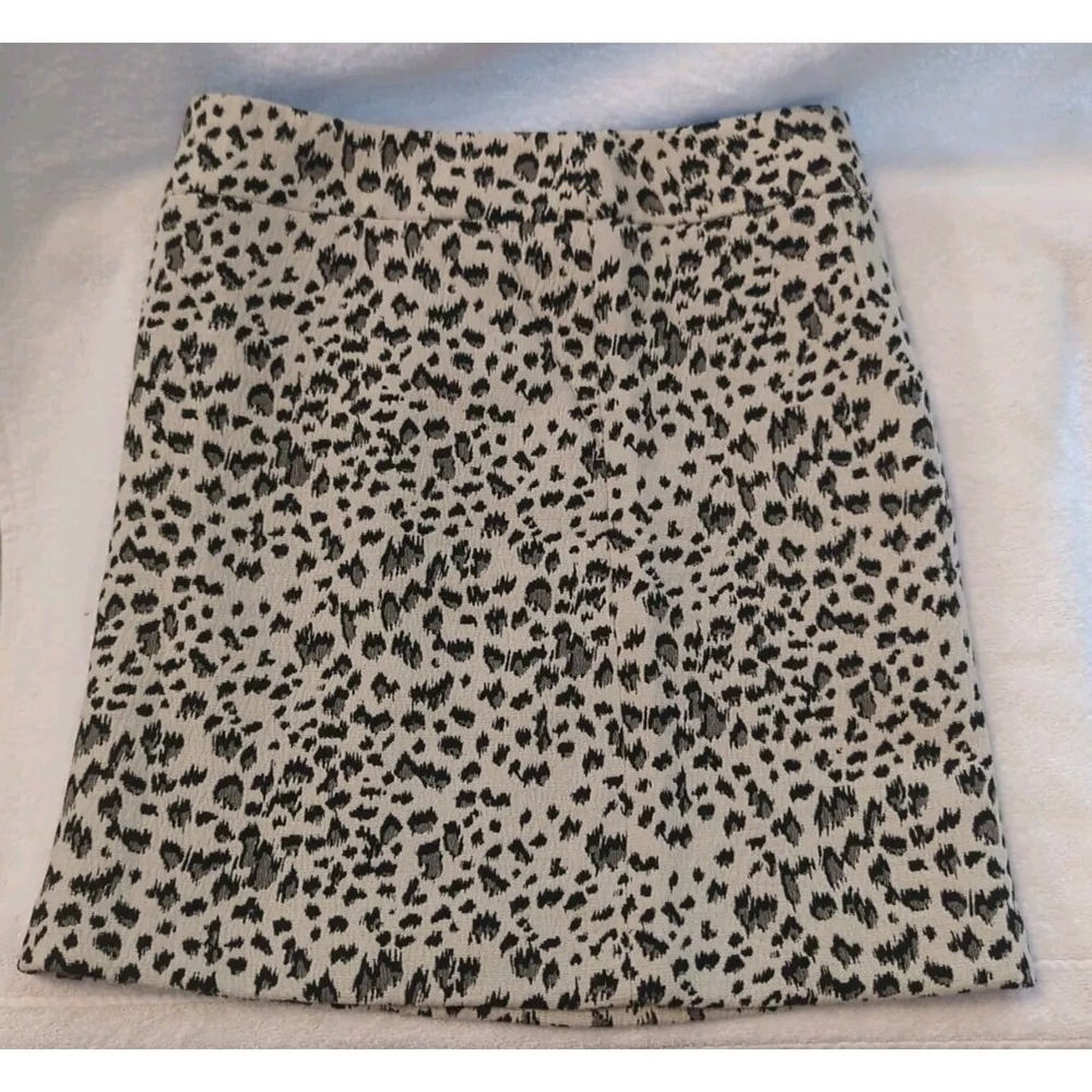 Ann Taylor LOFT Petites Leopard Print Pencil Skirt Womens Size MP Zip Up